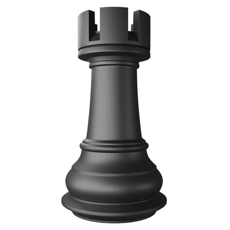 Black rook chess piece clipart flat design icon isolated on transparent background, 3D render ...