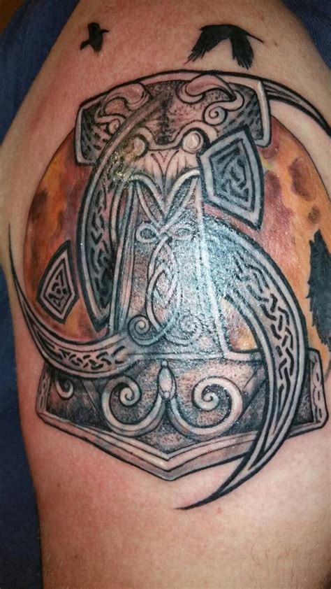 Mjolnir / Odin's Triple Horns Tattoo by mattiasinmidgard on DeviantArt