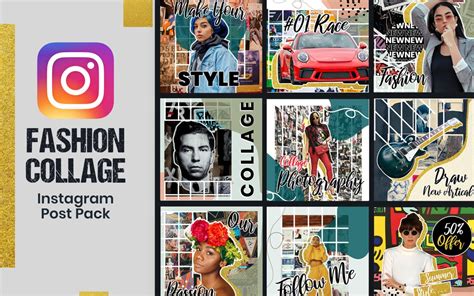 Fashion Collage Style Instagram Post Template for Social Media