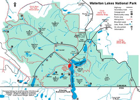 Waterton National Park Map - AllTrips