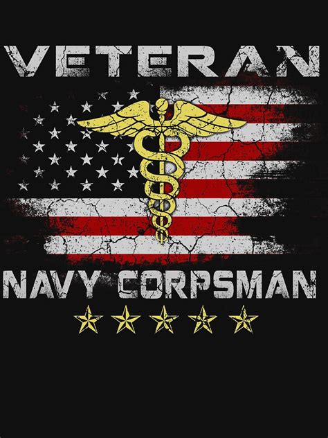 "Proud US Navy Corpsman Veteran Flag Vintage T-shirt Patriotic Gift" T ...