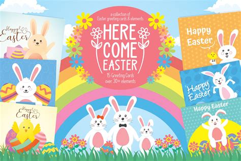 Easter greeting cards & elements | Illustrations ~ Creative Market