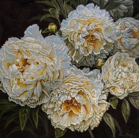 Antique White Peonies Painting | Peony painting, Floral painting, Painting