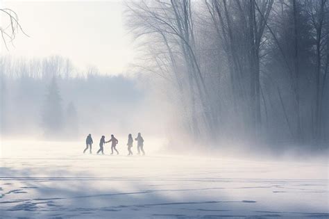 Premium AI Image | Winter Wonderland Glide Friends Ice Skating on a ...