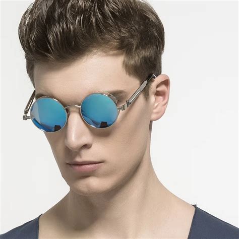 Retro UV400 Steampunk Sunglasses Men Polarized Sunglasses Round ...