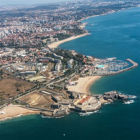 Oeiras from the bird's eye view: Fragments of the fortress Forte de Sao Juliao da Barra Av ...