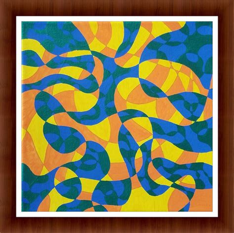 Green, Orange, Yellow and Blue Abstract Art Print 11x11 Inch series 10 ...