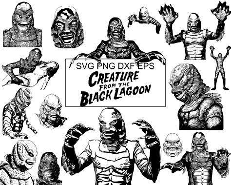 17 SVG Creature From the Black Lagoon Swamp Monster Horror Serie 90s Mega Pack Art Svg Dxf Eps ...