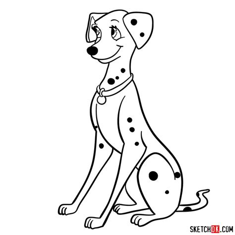 How to draw Perdita (101 Dalmatians) - Sketchok easy drawing guides