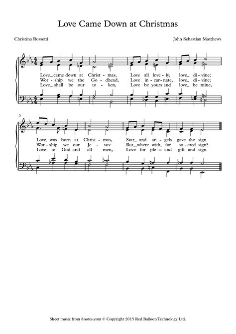 Matthews - Love Came Down at Christmas Sheet music for Piano - 8notes.com