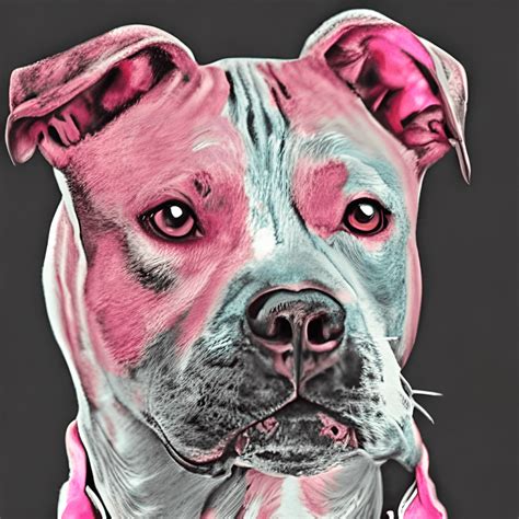 Pit Bull Dog Wearing Pink Collar · Creative Fabrica