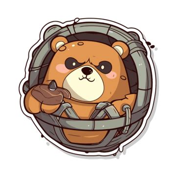 Sticker Of A Cartoon Tee Bear In A Cage Clipart Vector, Sticker Design ...