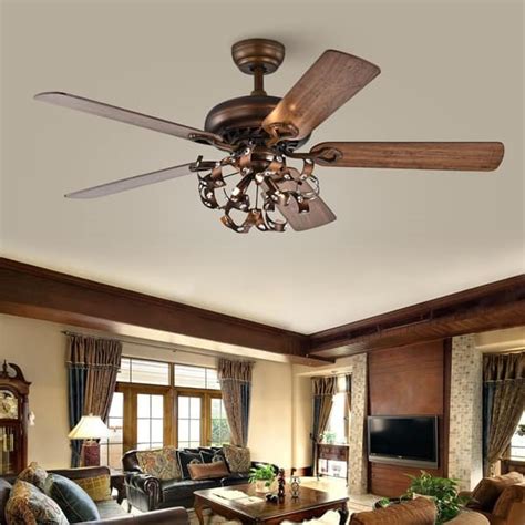 Paz Satin Bronze 52-Inch 5-Blade Lighted Ceiling Fan - On Sale - Bed Bath & Beyond - 30401517