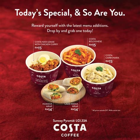 Costa Coffee Menu & Updated Prices Malaysia 2024