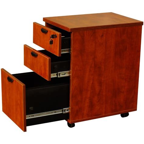 Boss Office 3 Drawer Wooden Mobile Pedestal File Cabinet in Cherry - N148H-C