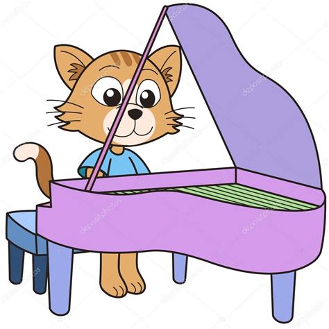 Cartoon Cat Playing a Piano Stock Vector Image by ©kchungtw #22547367