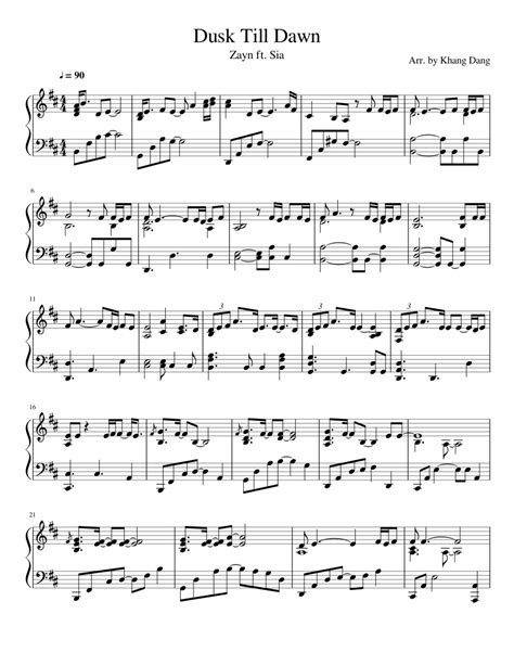 Dusk Till Dawn Sheet music for Piano | Download free in PDF or MIDI ...