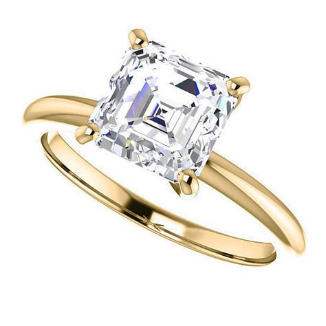 Asscher cut Solitaire Ring - enr355-ash - MoissaniteCo.com