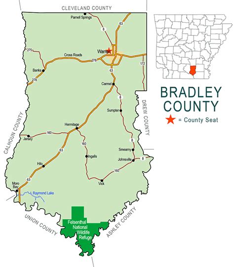 Bradley County Map - Encyclopedia of Arkansas