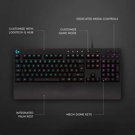 Logitech G213 Gaming Keyboard with Dedicated Media Controls, 16.8 Million Lighting Colors ...