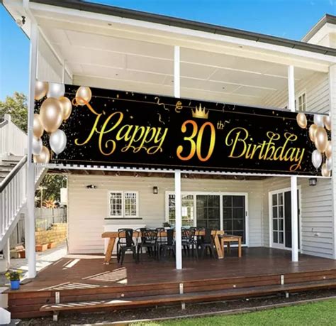 LARGE GOLD HAPPY 30th Birthday Backdrop Banner Photo Background Decor Fabric $9.40 - PicClick
