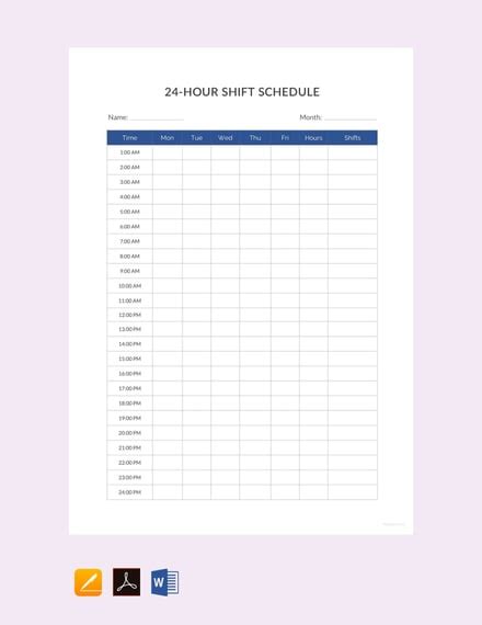 24 Hour Shift Schedule Template | TUTORE.ORG - Master of Documents