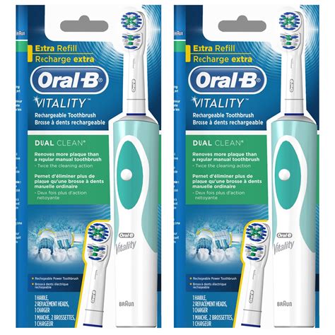 Oral-B Vitality Dual Clean Electric Rechargeable Toothbrush, 2 Pack - Walmart.com - Walmart.com