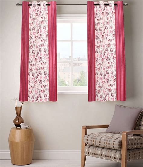 Kings Furnishing Red And White Poly Cotton Window Curtain - Pack Of 2 Floral Multi Color - Buy ...