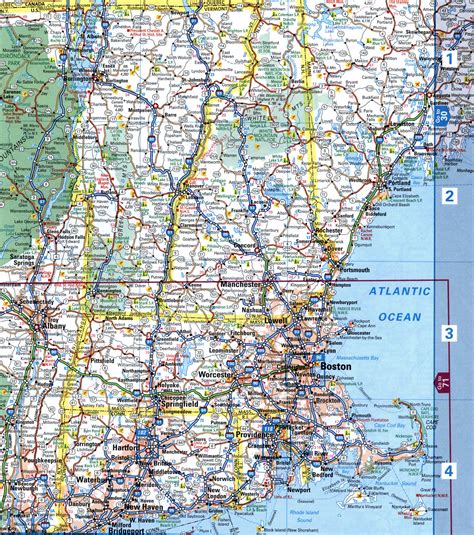 Map I-95 interstate highway via Florida, New York, Maine interchange ...