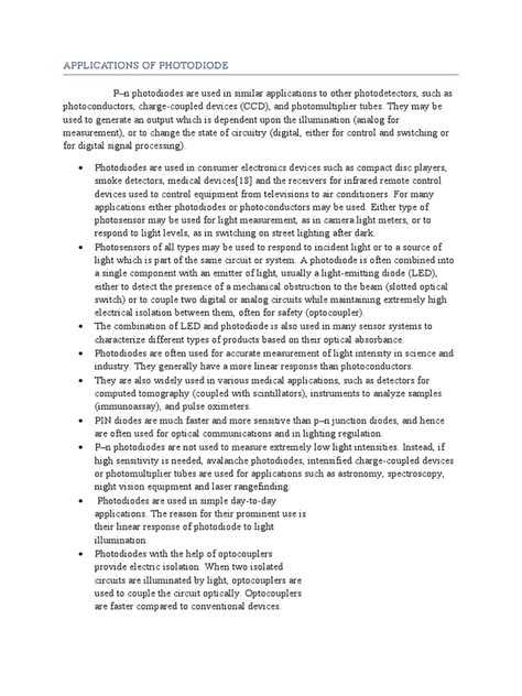 Applications of Photodiode | PDF | Equipment | Optical Devices