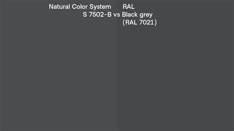 Natural Color System S 7502-B vs RAL Black grey (RAL 7021) side by side ...