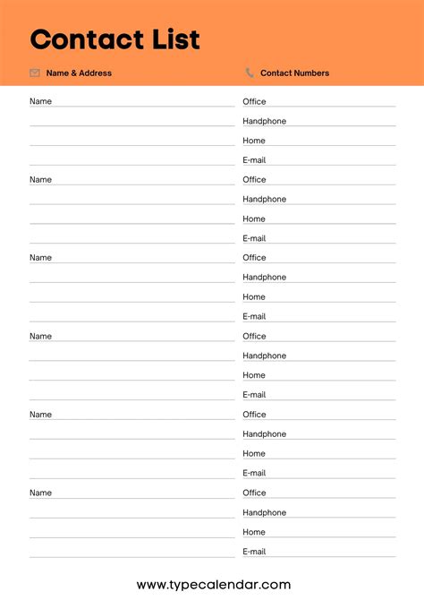 Free Printable Contact List Template [Our Comprehensive]