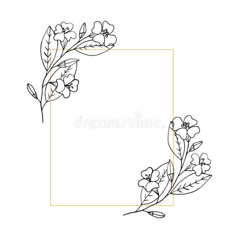 Flowers Rectangular Frame, Border, Card with Place for Text. Sketch ...