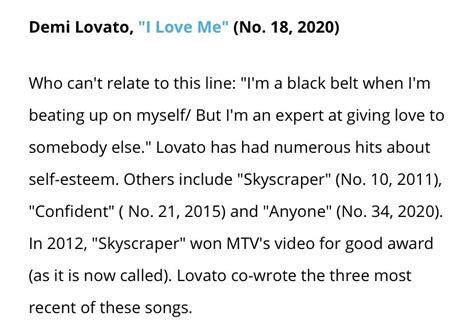 Demi Lovato Charts on Twitter: ".@billboard listed “I Love Me” as one of 31 songs that show how ...