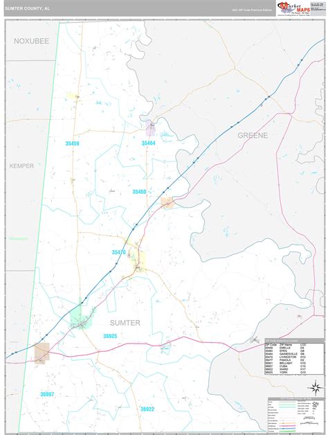 Sumter County, AL Wall Map Premium Style by MarketMAPS - MapSales