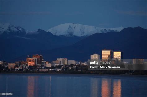 Anchorage Alaska Skyline At Dusk High-Res Stock Photo - Getty Images