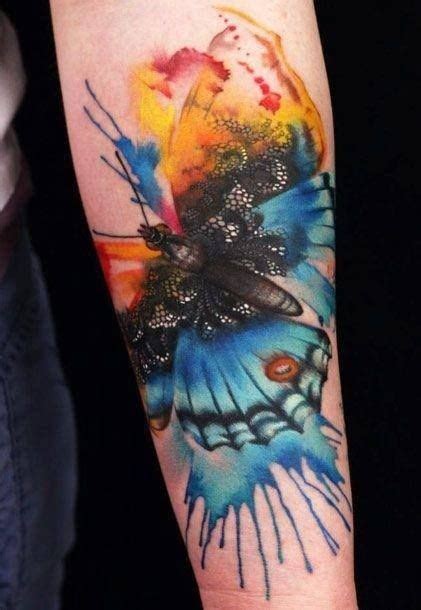 Blue watercolor butterfly - Tattooimages.biz