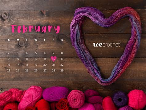 FREE DOWNLOAD: FEBRUARY 2020 CALENDAR WALLPAPER - WeCrochet Staff Blog