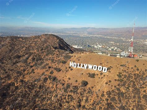 Premium Photo | Aerial view of Hollywood sign California USA