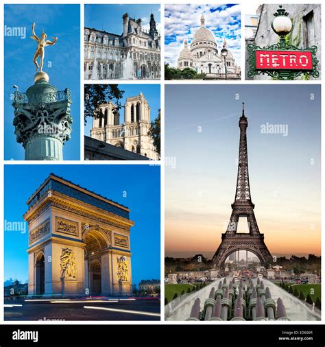 A collage of Paris landmark and monuments - France Stock Photo - Alamy