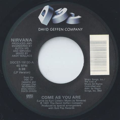 Nirvana – Come As You Are – Vinyl (7", 45 RPM, Single), 1992 [r538179 ...