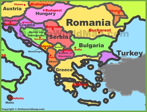 Balkan countries map