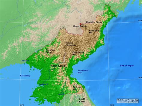 North Korea Physical Map - A Learning Family