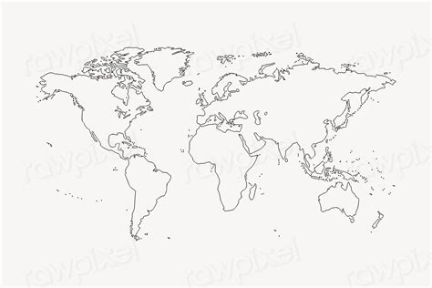 World map line art, geography | Free Vector - rawpixel