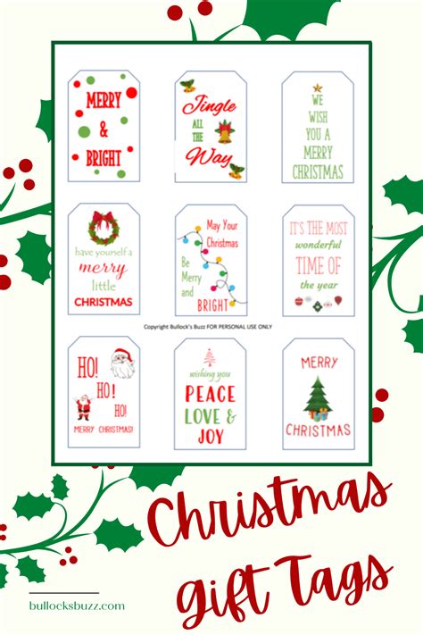 Cute Free Printable Christmas Gift Tags