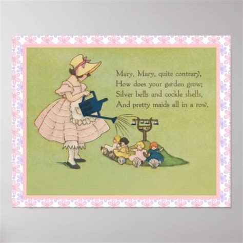 Mary Mary Quite Contrary Nursery Rhyme Poster | Zazzle.com