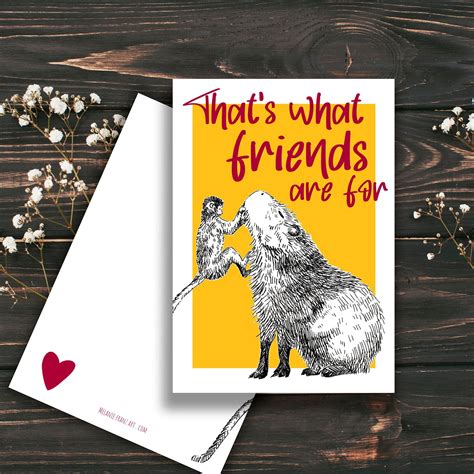 Capybara Monkey That's What Friends Are for Printable Card instant Download friendship Animal ...