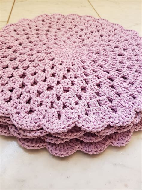 Crochet placemats round placemats cotton placemats | Etsy