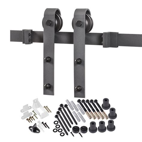 Shop 78.75-in Matte Black Steel Top Mount Sliding Barn Door Kit at Lowes.com