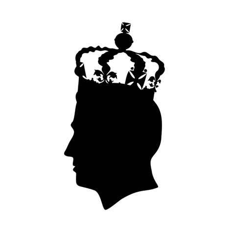 Silhouette of King Charles III portrait profile. The British monarch in St Edward Crown. Head ...